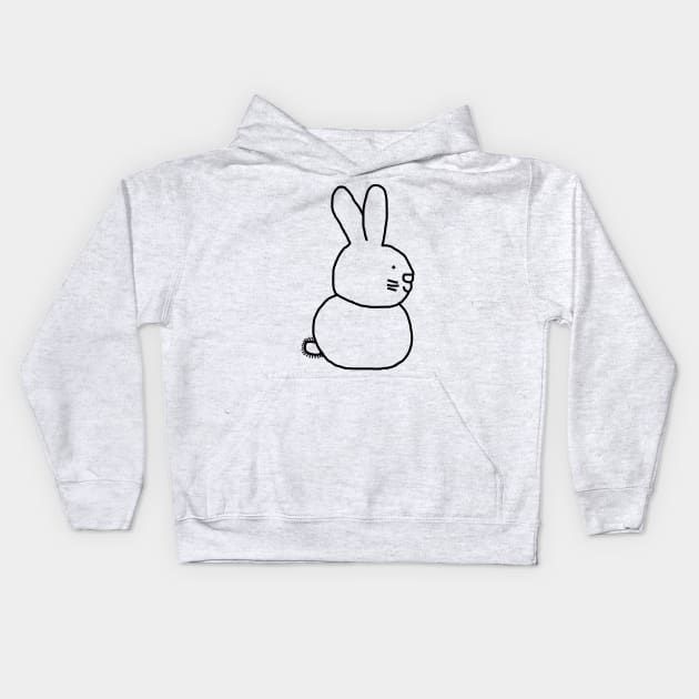 Minimal Bunny Rabbit Line Drawing Kids Hoodie by ellenhenryart